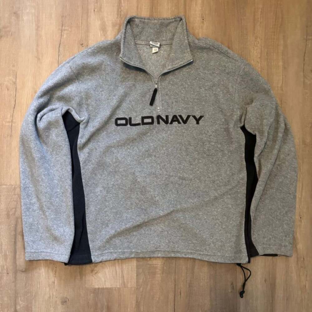 Old Navy 1/4 Zip Fleece Pullover Men's Size M Gray with Black Accents
